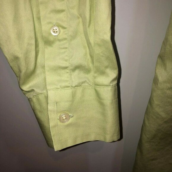 Banana Republic Large Sz 16-16.5 Green Fitted Long Sleeve Button Front Shirt - Picture 4 of 10